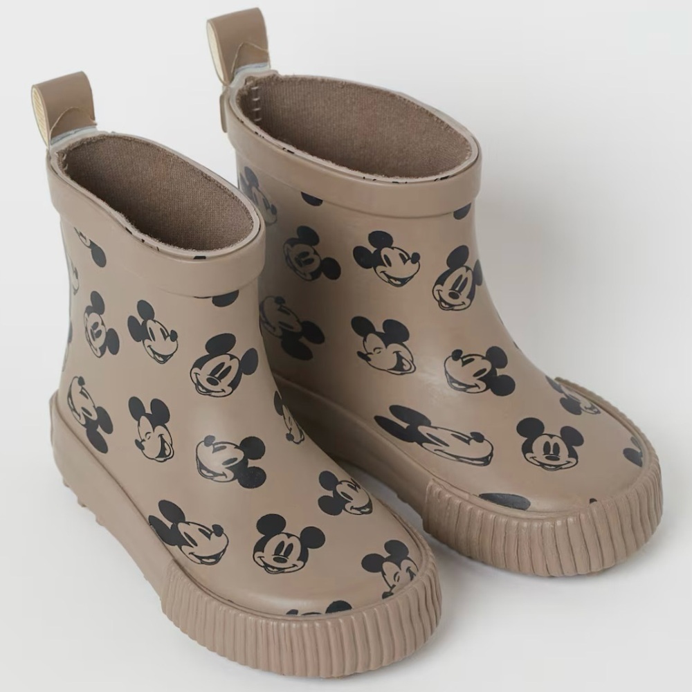 H&M Mickey Mouse © Disney Graphic Motif Rubberized Waterproof Rain Boots